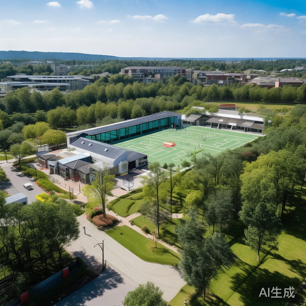 海德体育中心位于环境优美的区域，周边绿树环绕，空气